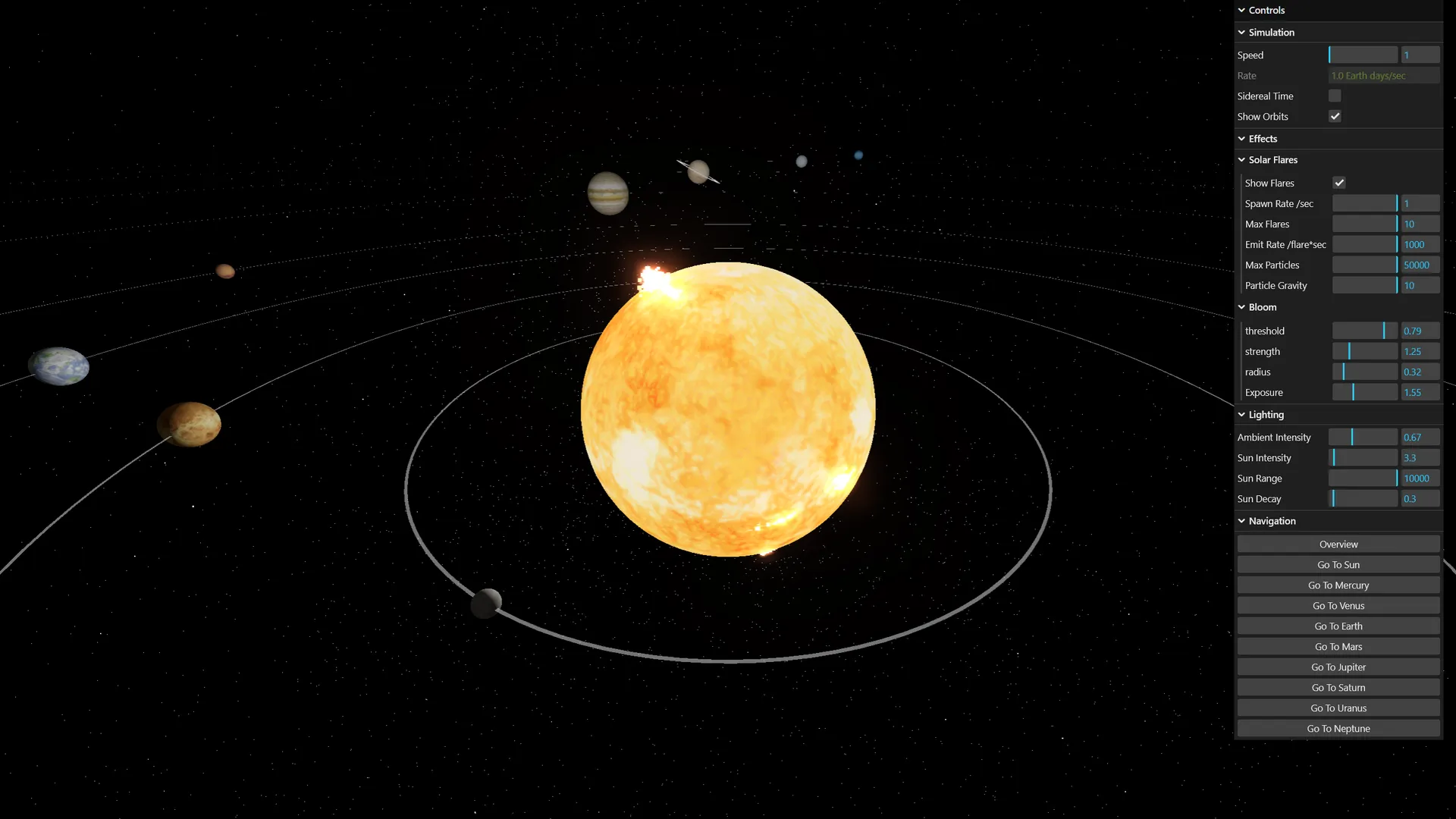 Solar System Simulation Screenshot 1