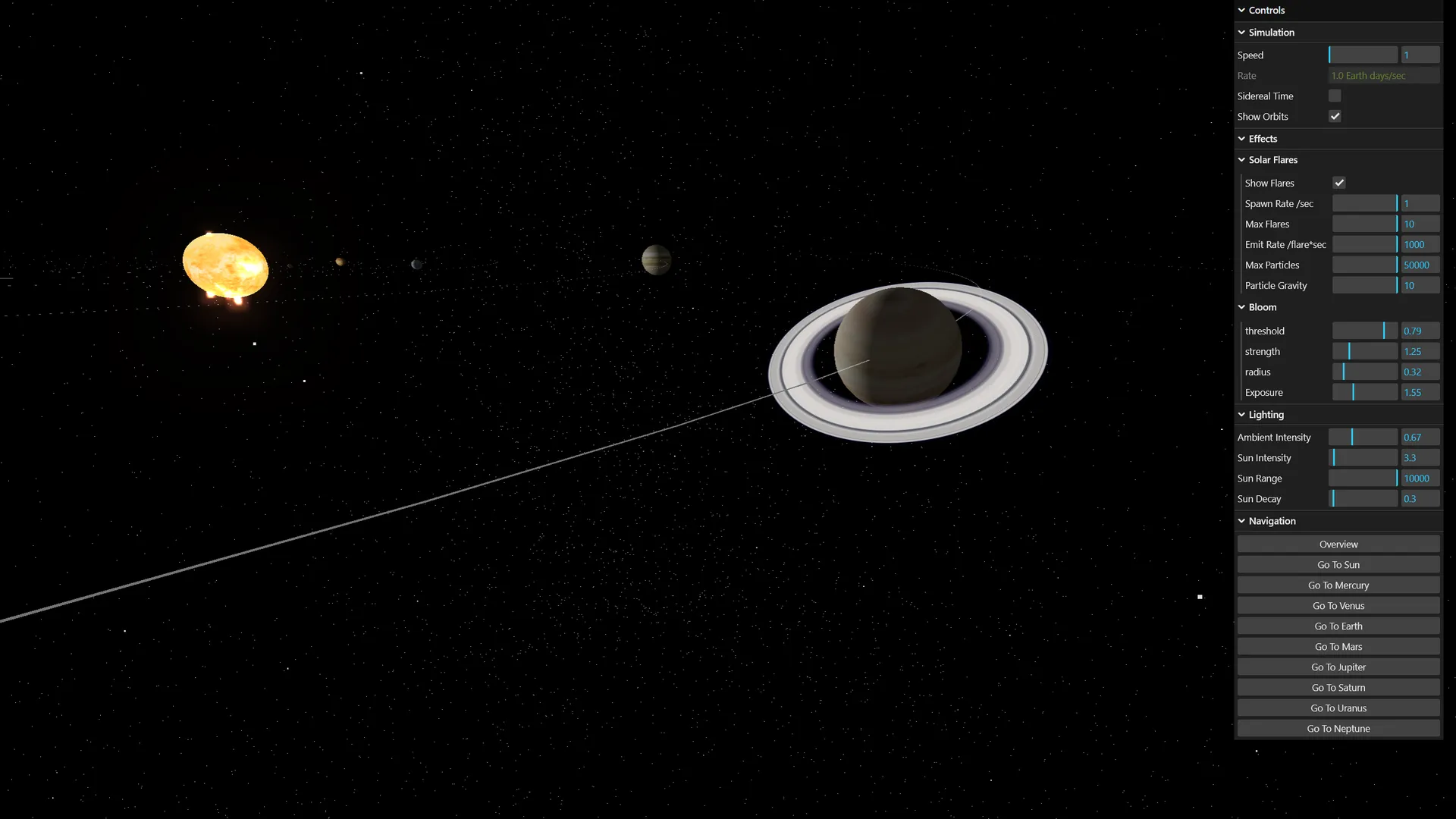 Solar System Simulation Screenshot 2