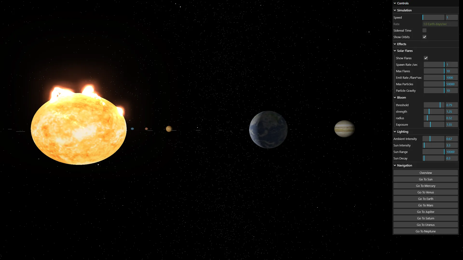 Solar System Simulation Screenshot 3